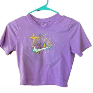 Nike Baby Tee Purple Floral Embroidered Swoosh Logo XS y2k style